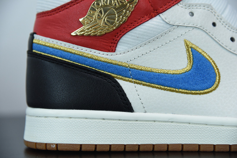 air jordan 1 mid sail red black blue dc1426-100