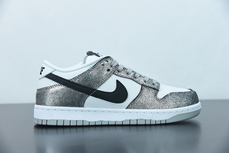 nike dunk low with silver cracked leather do5882-001