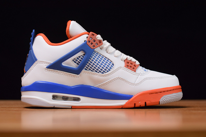 air jordan 4 retro “knicks” white/royal blue-orange 308497-171